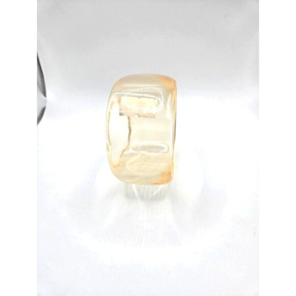 Vintage Lucite Clear Chunky 2" Thick Bangle Amber Tone w/original sticker price - Picture 1 of 6